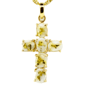 Gold quartz pendant