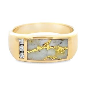 Men's Gold Quartz & Diamond Band, Alaska Mint