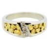 Men’s White Gold Nugget & Diamond Ring, Alaska Mint