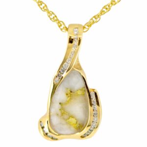 Gold Quartz & Diamond Pendant, Alaska Mint