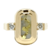 Round Diamond, Inlaid Gold Quartz, Oval Ring, Alaska Mint