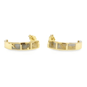 3 Section Gold Quartz Hoop Earrings, Alaska Mint