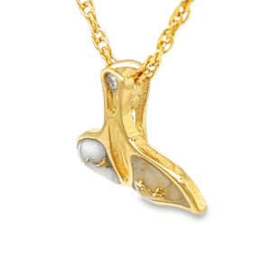 Diamond Whale Tail Gold Quartz Pendant, Alaska Mint