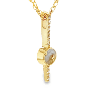 Gold Quartz Bar Design Round Inlay Pendant, Alaska Mint