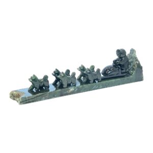Hand Carved, Jade, Dog Sled and Team, Alaska Mint, J1HDT8 $699