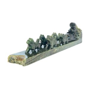 Hand Carved, Jade, Dog Sled and Team, Alaska Mint, J1HDT8 $699