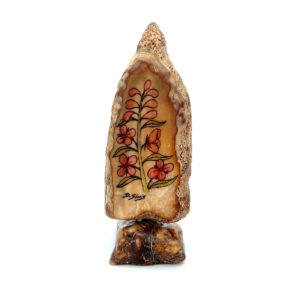 Fireweed Flowers Scrimshaw Fossil Ivory, Alaska Mint