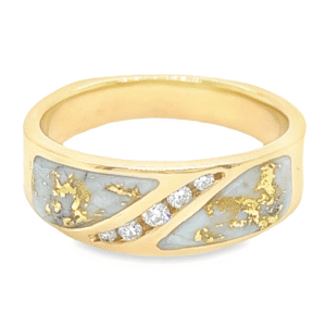 Men's Gold Quartz & Diamond Ring, Alaska Mint