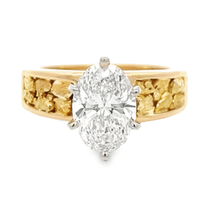 1.80ct Oval Lab Grown Diamond in 14k Yellow Gold & Nuggets, Alaska Mint