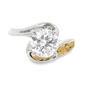 1.91ct Round Lab Grown Diamond in 14k White Gold & Nuggets, Alaska Mint