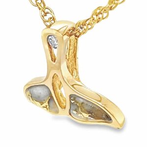 Diamond Whale Tail 14k Gold Quartz Pendant, Alaska Mint