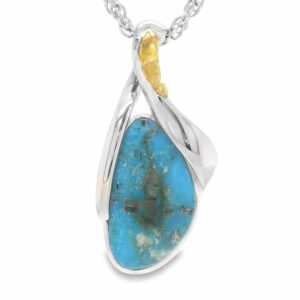White Gold Turquoise Gold Nugget Pendant, Alaska Mint