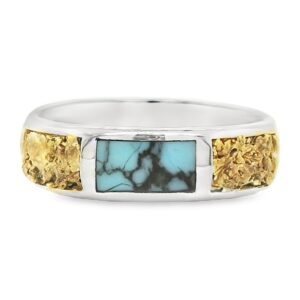Gold Nugget Turquoise White Gold Band, Alaska Mint