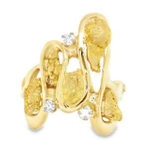 Diamond Ladies 14k Gold Nugget Ring, Alaska Mint
