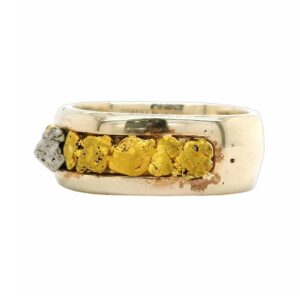 Gold Nugget & Platinum Men's White Gold Ring, Alaska Mint