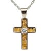 Gold Nugget & Diamond White Gold Cross Pendant