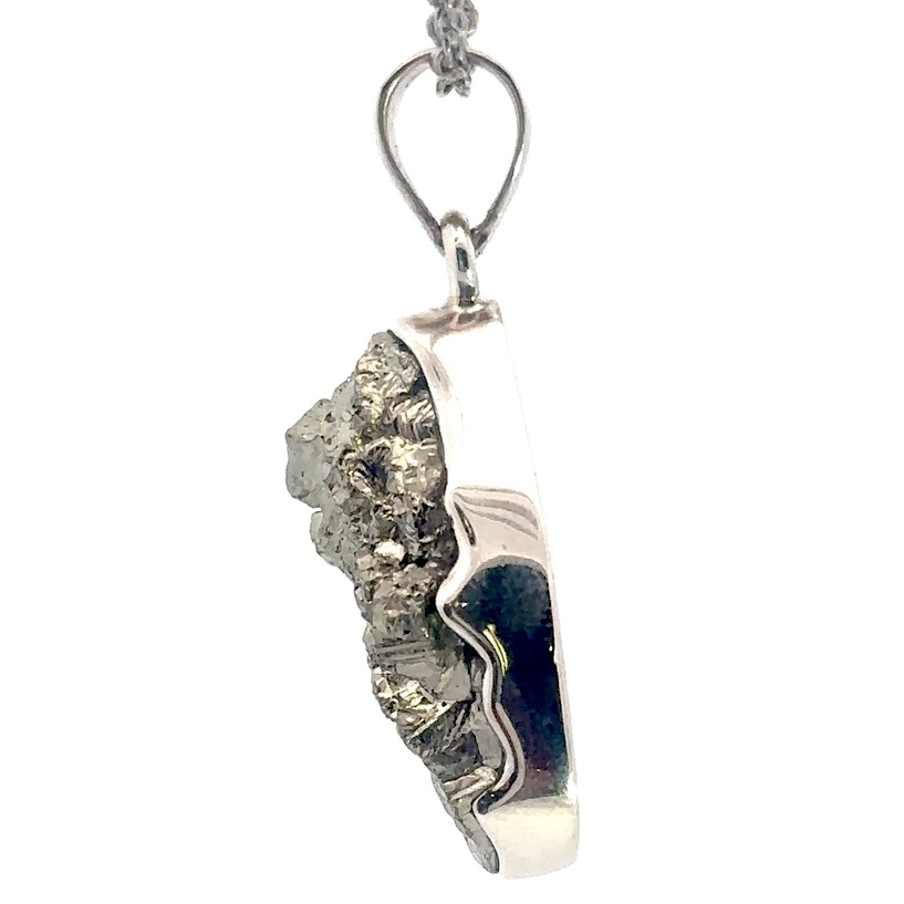 Large Pyrite & Sterling Silver Pendant - Image 2
