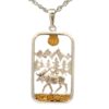 Sterling Silver & Gold Nugget Moose Dog Tag Pendant P-571SS