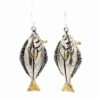 Large Sterling Silver & Gold Nugget Halibut Earrings EW095