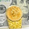 Gold Nugget Money Clip with U.S. $10 Gold Coin