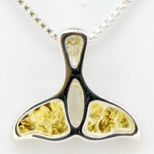Small Gold Nugget Whale Tail On Silver
