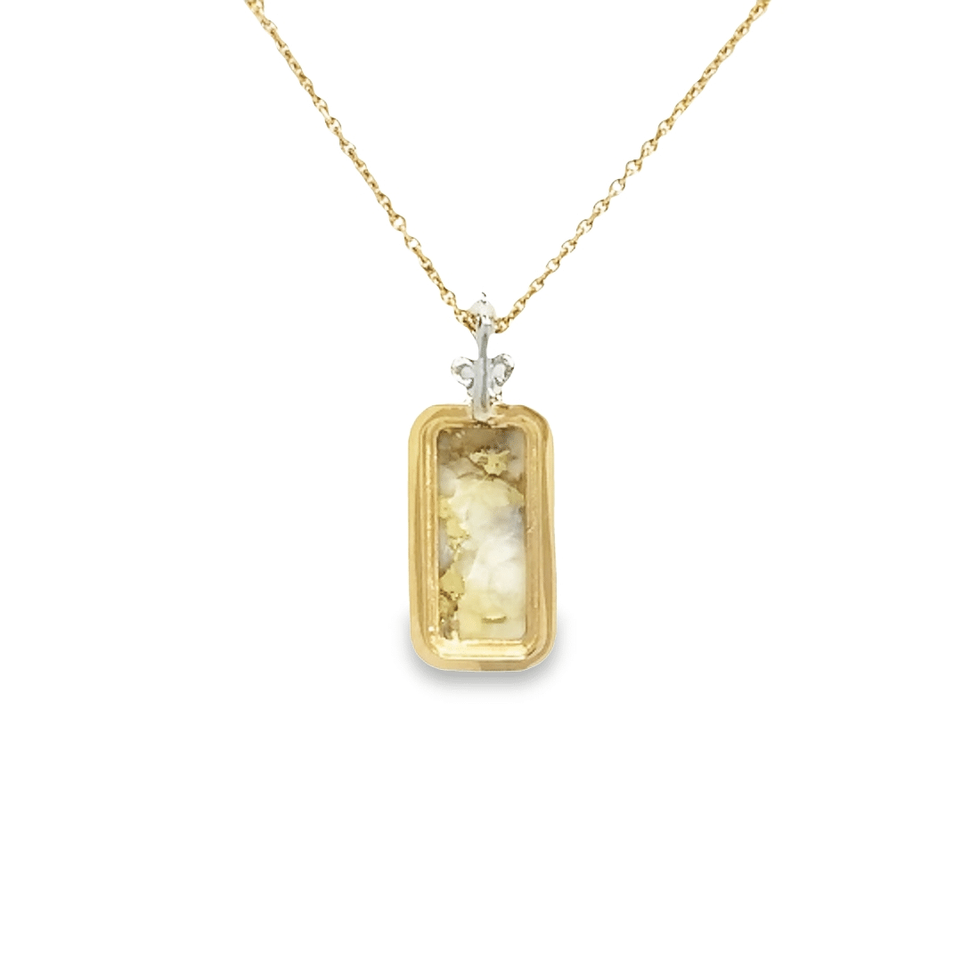 Fleur De Lis, Gold Quartz, Inlaid Diamond Pendant, Alaska Mint