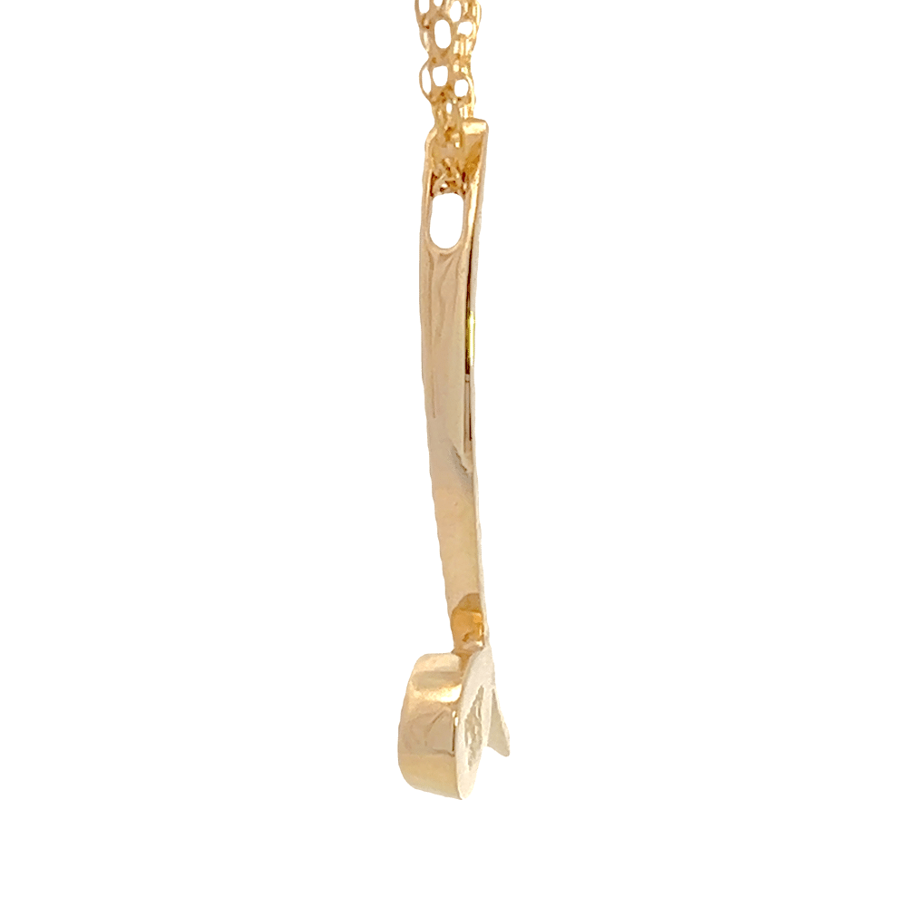 Gold Quartz Round Inlay Curved Bar Pendant, Alaska Mint