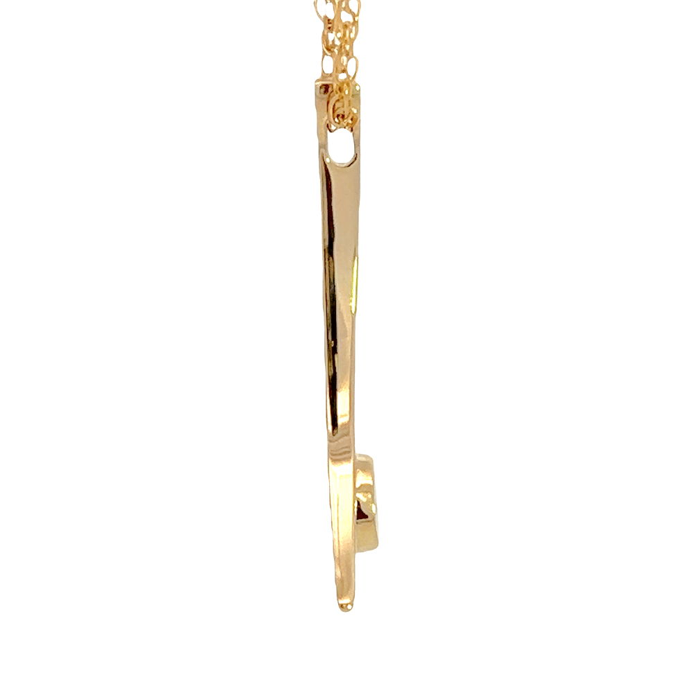 Gold Quartz Round Inlay Curved Bar Pendant, Alaska Mint
