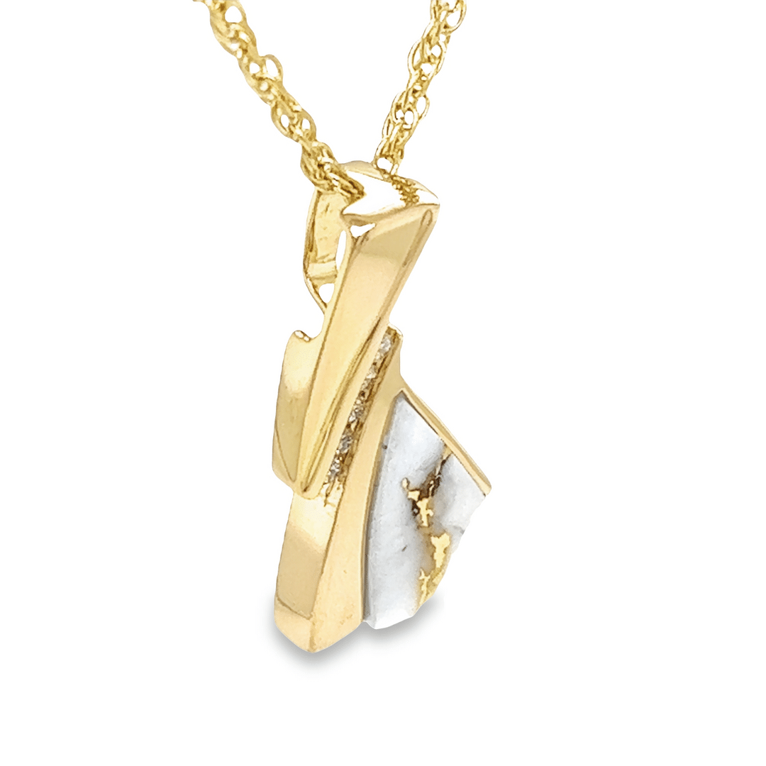 Diamond & Gold Quartz Pendant PDL74D10QX - Image 2