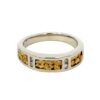 Gold Nugget & 2 Rows Diamond White Gold Ladies Ring