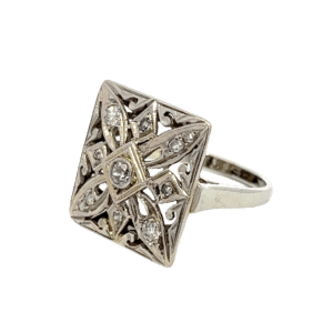 Estate, Ring, Diamond, 14k, Alaska Mint, Sz 7.5, .75”X.75, 073961 $1765