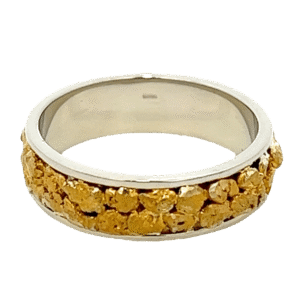 Mens, 6m, White Gold, Nugget Ring, Alaska Mint