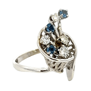 White Gold Sapphire & Diamond Estate Ring, Alaska Mint