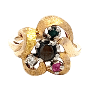 Star Sapphire, Blue Topaz, Ruby & Diamond Estate Ring, Alaska Mint