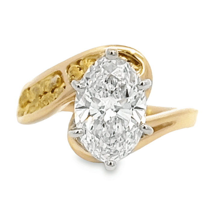 2.00ct Oval Lab Grown Diamond in 14k White Gold & Nuggets, Alaska Mint