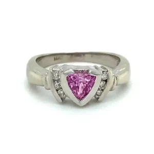Pink Sapphire & Diamond Ring 075619