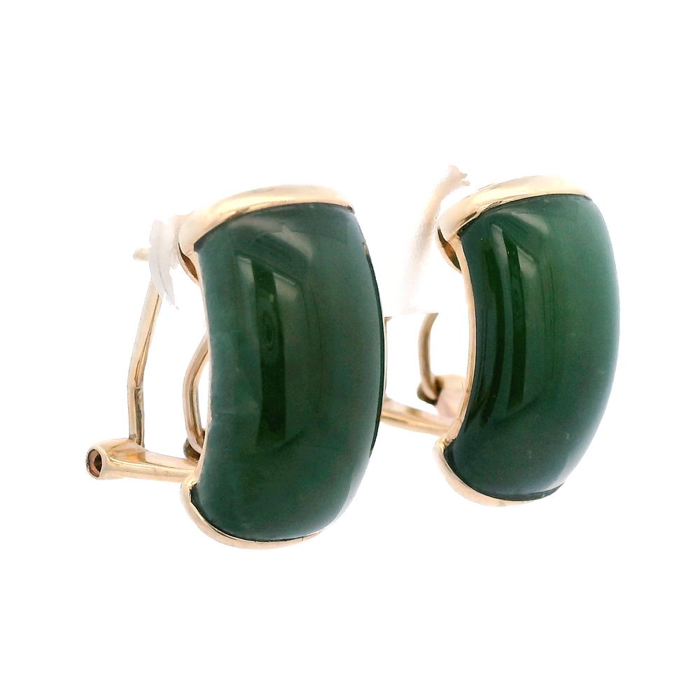 Jade Omega Clip Earrings 14k Gold - Image 3