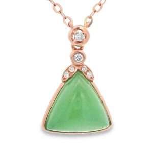 Jade Triangle Shaped Pendant 18k Rose Gold