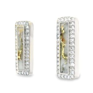 Rectangular White Gold Gold Quartz Earrings, Alaska Mint