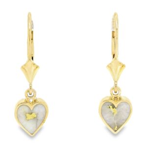 Leverback Heart Inlaid Gold Quartz Earrings LE218G2