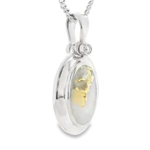 Gold Quartz Oval White Gold Pendant, Alaska Mint