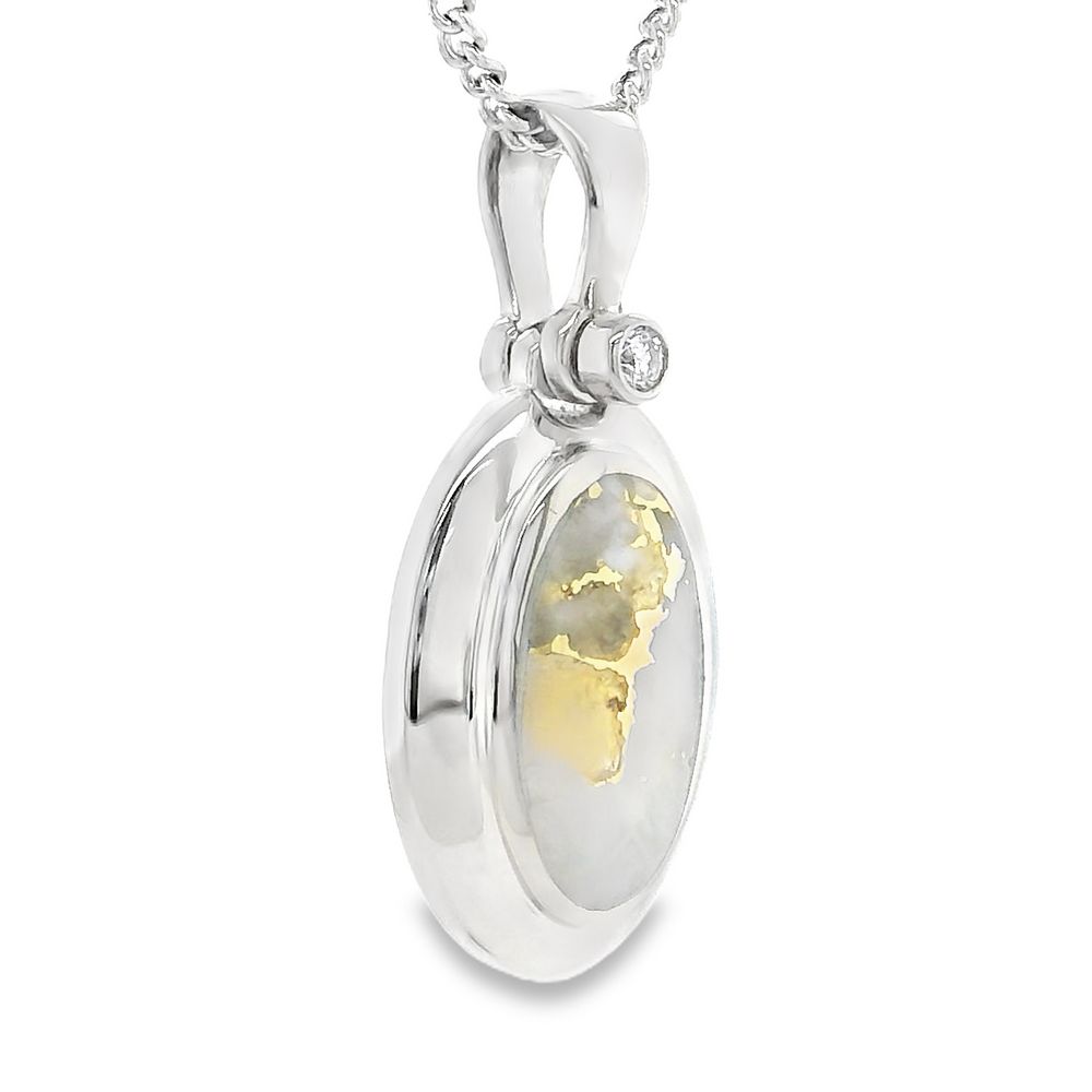 Gold Quartz Oval White Gold Pendant, Alaska Mint