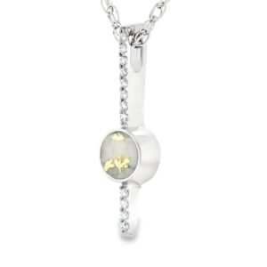 White Gold Bar Design Gold Quartz Round Pendant, Alaska Mint