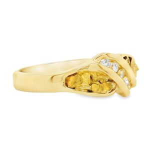 Gold Nugget & Diamond Ladies Ring, Alaska Mint