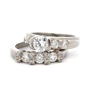 Estate Platinum & Diamond Wedding Set 090665