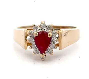 Estate Pear Shape Ruby Ring 071388