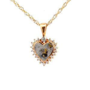 Diamond & Gold Quartz Heart Pendant FF312G2