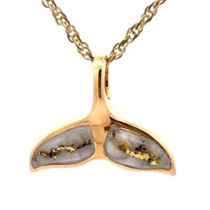 Inlaid Gold Quartz Whale Tail PWT45Q