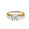 1.01ct Lab Grown Diamond In 14K Yellow Gold & Gold Nugget Solitaire Mounting 090556