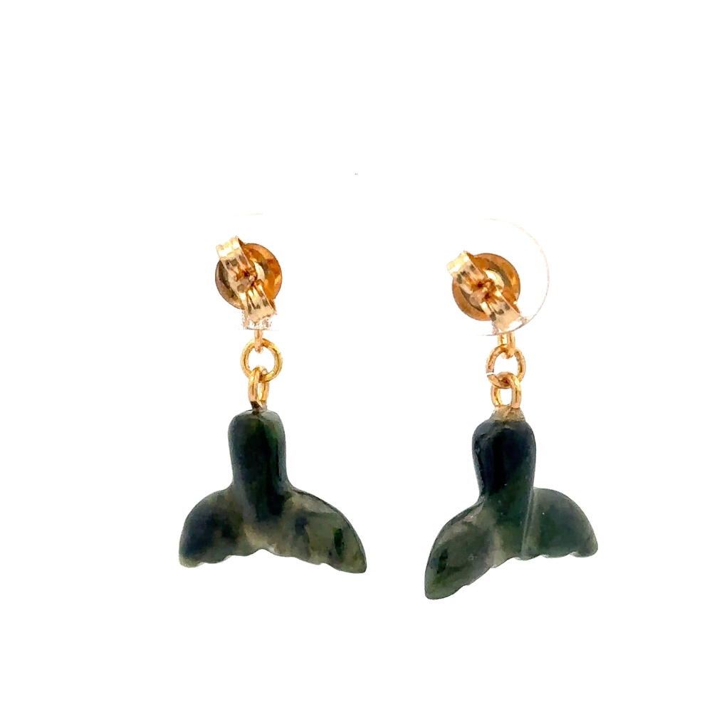 Jade Whale Tail Dangling Earrings EWTZ - Image 3